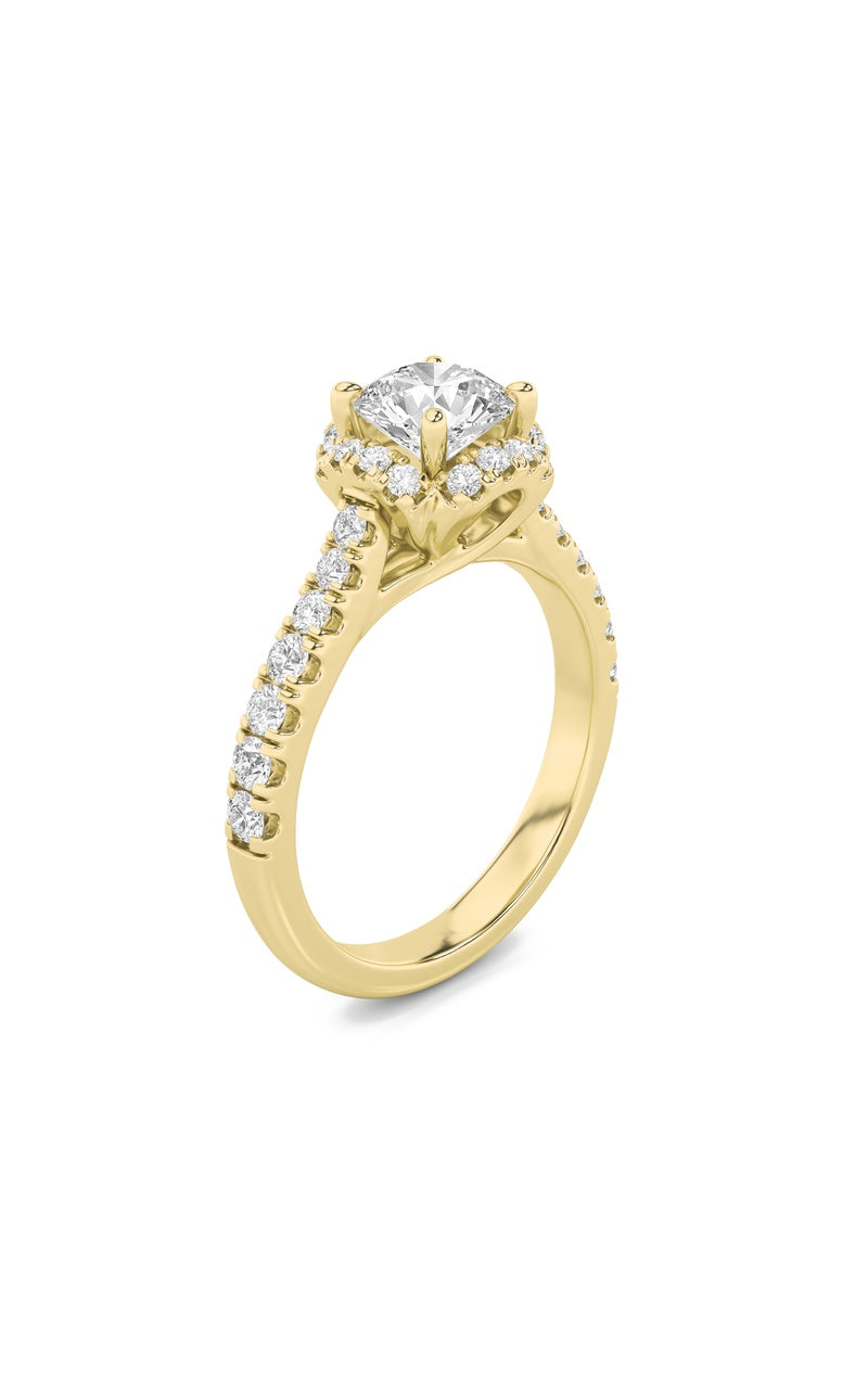 1.5Cttw Round Shaped Lab Grown Diamond (F/VS) HaloAccented Engagement Ring in 14K Gold