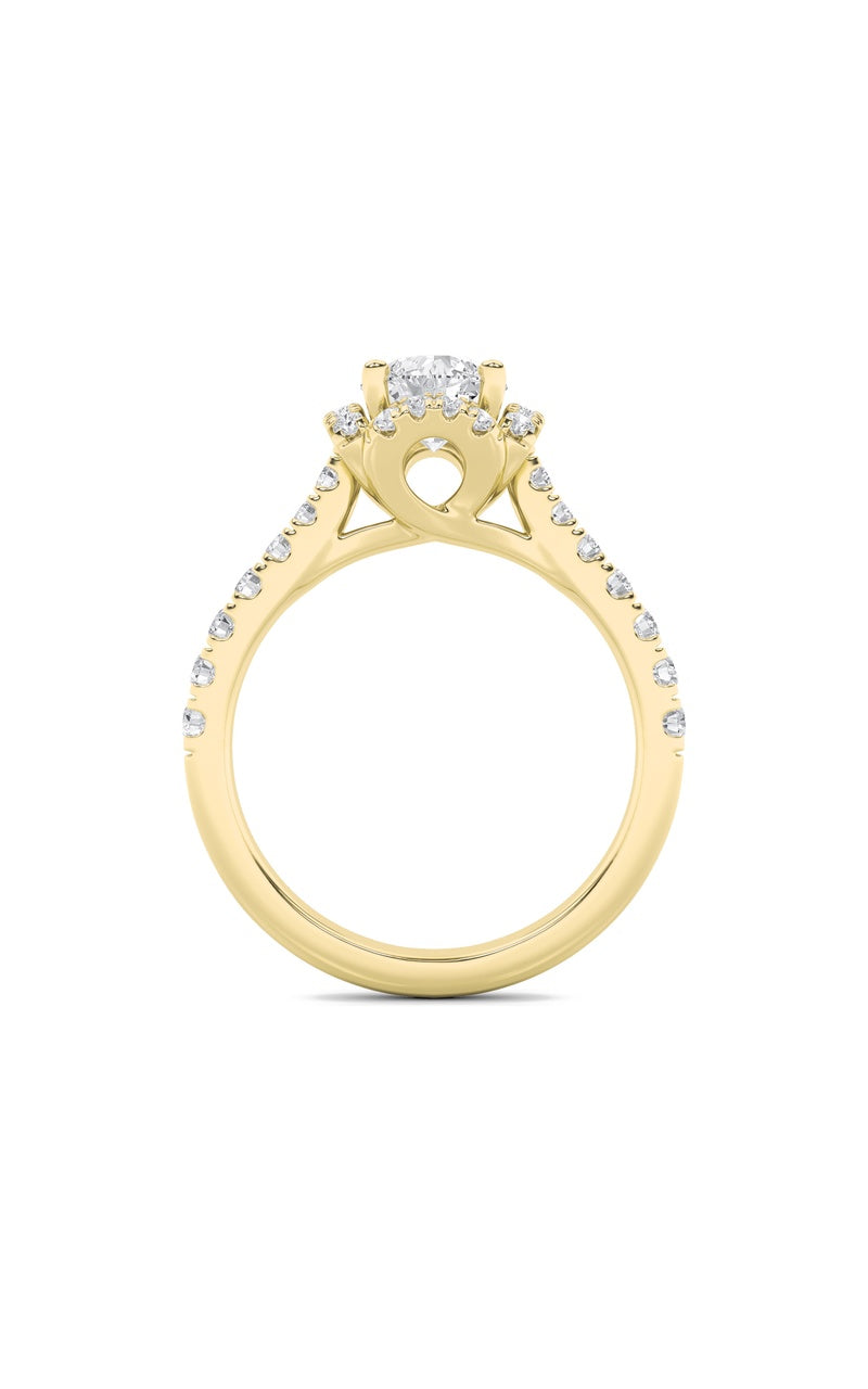 1.5Cttw Round Shaped Lab Grown Diamond (F/VS) HaloAccented Engagement Ring in 14K Gold