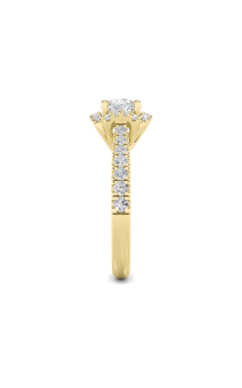 1.5Cttw Round Shaped Lab Grown Diamond (F/VS) HaloAccented Engagement Ring in 14K Gold