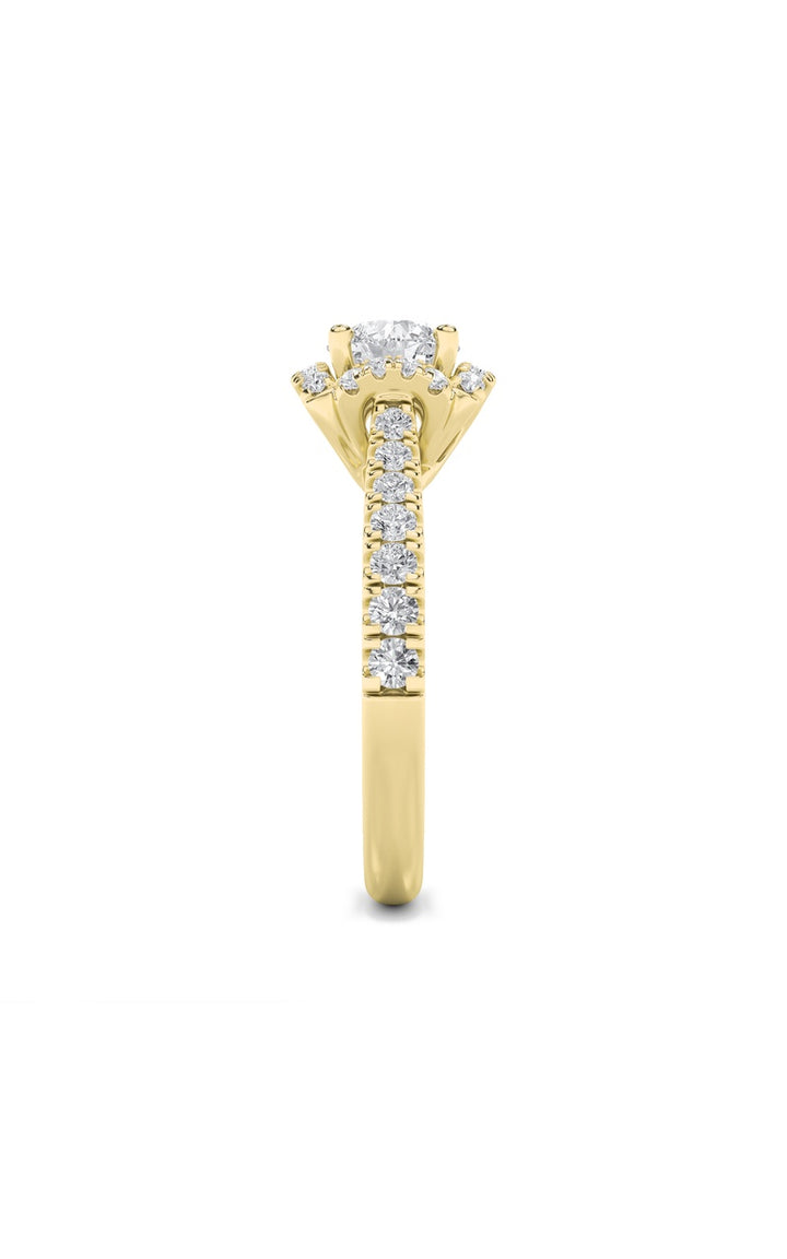 1.5Cttw Round Shaped Lab Grown Diamond (F/VS) HaloAccented Engagement Ring in 14K Gold