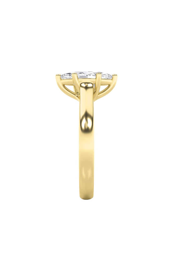 2Cttw Marquise Shaped Lab Grown Diamond (F/VS) Plain Cathedral Trellis Shank Solitaire Engagement Ring in 14K Gold