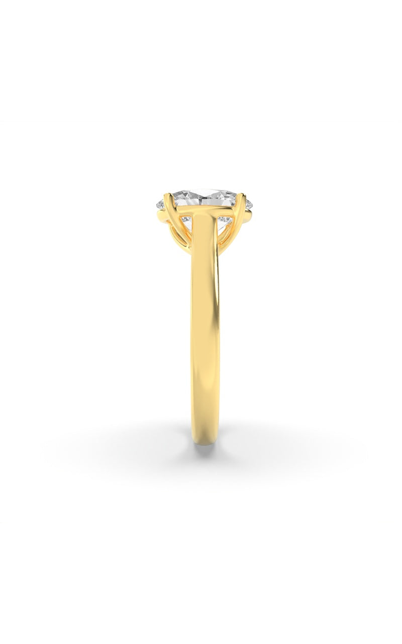 1CTW Oval Shaped Lab Grown Diamond (F/VS) Plain Cathedral Trellis Shank Solitaire Engagement Ring in 14K Gold