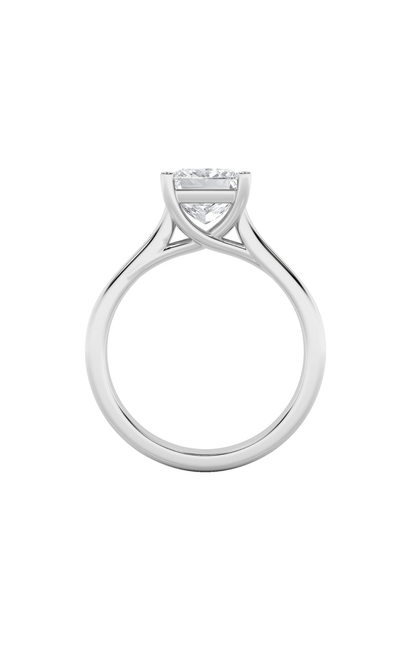 1CTW Princess Shaped Lab Grown Diamond (F/VS) Plain Cathedral Trellis Shank Solitaire Engagement Ring in 14K Gold