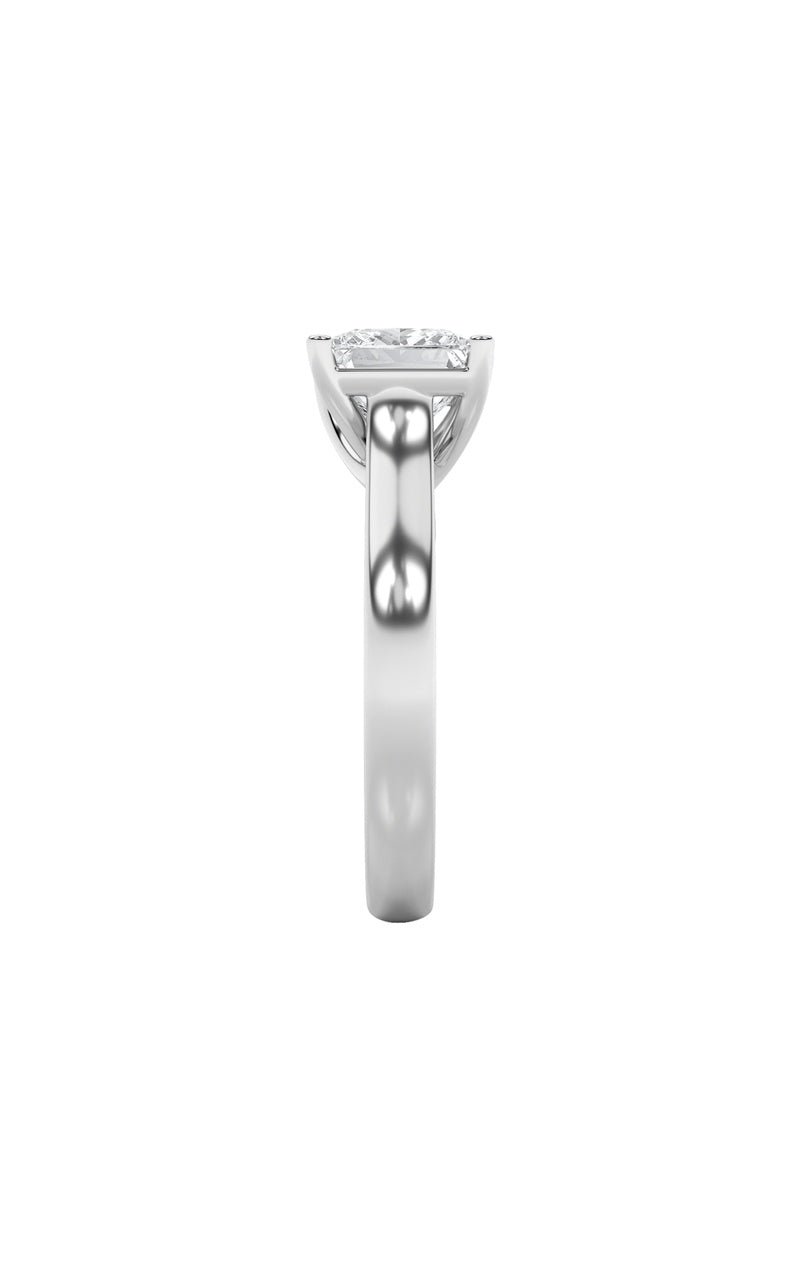 1Cttw Princess Shaped Lab Grown Diamond (F/VS) Plain Cathedral Trellis Shank Solitaire Engagement Ring in 14K Gold