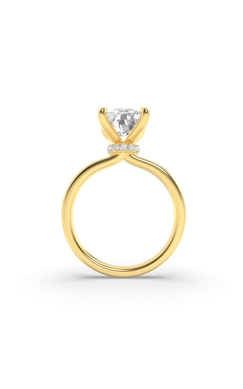 2Cttw Elongated Cushion Shaped Lab Grown Diamond (F/VS) Hidden Halo Plain Shank Engagement Ring in 14K Gold