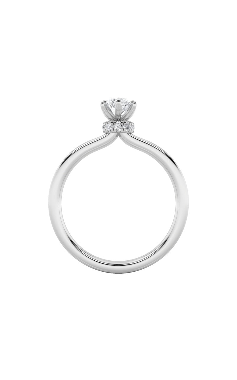 2Cttw Marquise Shaped Lab Grown Diamond (F/VS) Hidden Halo Plain Shank Engagement Ring in 14K Gold