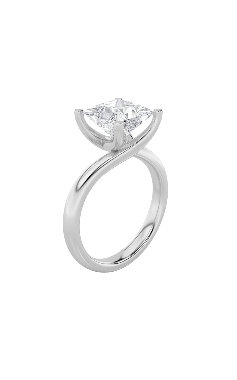 1CTW Princess Shaped Lab Grown Diamond (F/VS) Bypass Shank Engagement Ring in 14K Gold