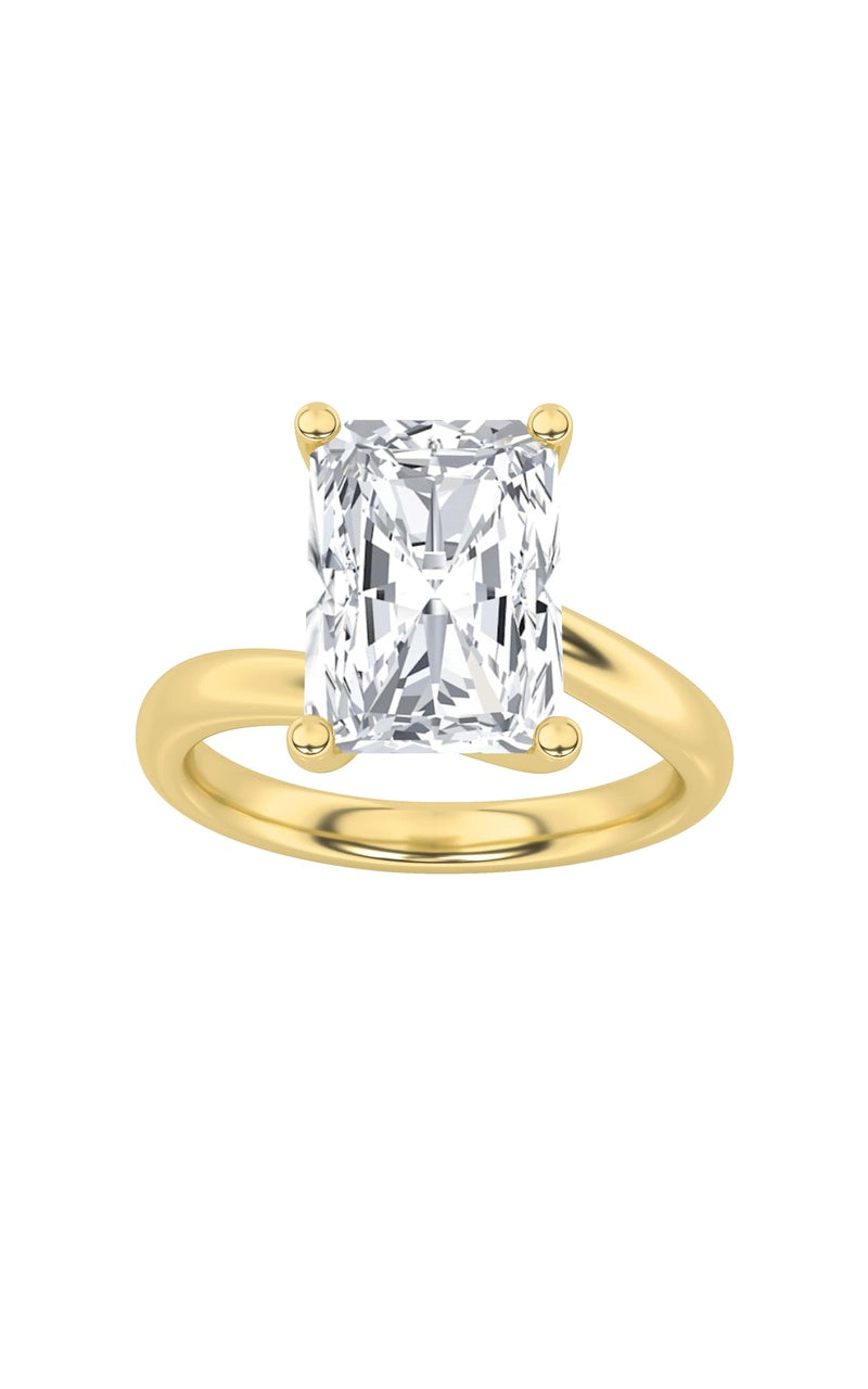 1Cttw Radiant Shaped Lab Grown Diamond (F/VS) Bypass Shank Engagement Ring in 14K Gold