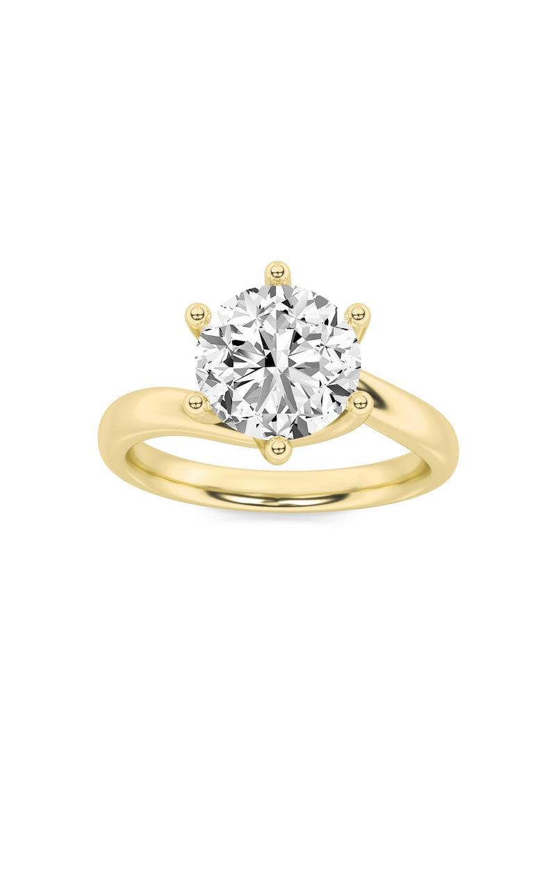 2CTW Round Shaped Lab Grown Diamond (F/VS) Bypass Shank Engagement Ring in 14K Gold