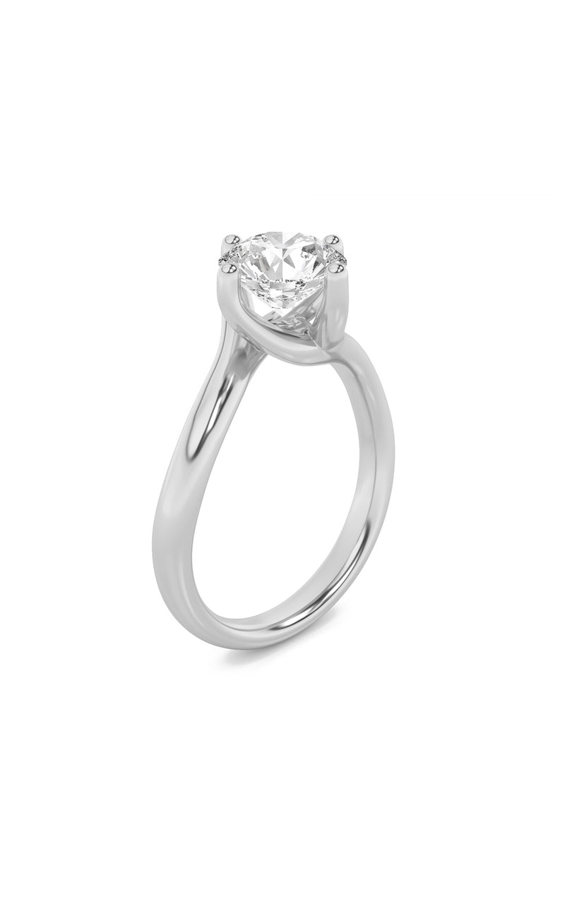 1CTW Round Shaped Lab Grown Diamond (F/VS) Bypass Shank Engagement Ring in 14K Gold