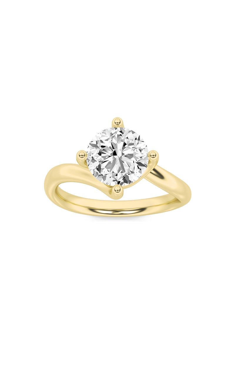 2CTW Round Shaped Lab Grown Diamond (F/VS) Bypass Shank Engagement Ring in 14K Gold