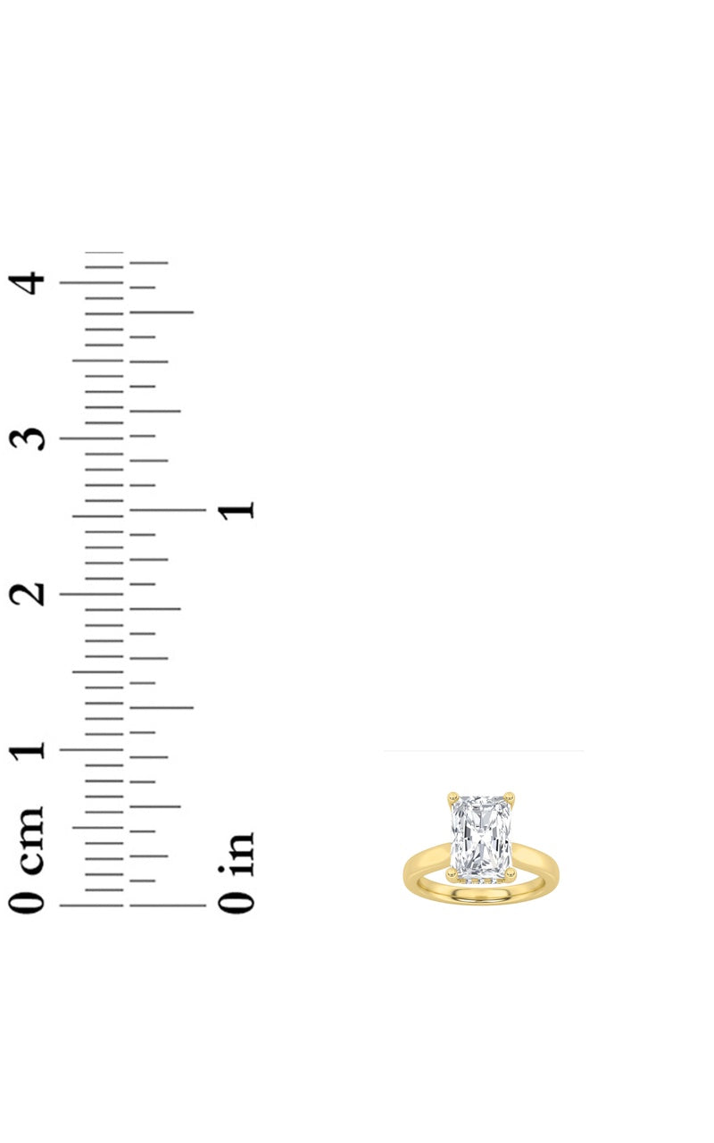 2CTW Radiant Shaped Lab Grown Diamond (F/VS) Hidden Halo Cathedral Shank Engagement Ring in 14K Gold