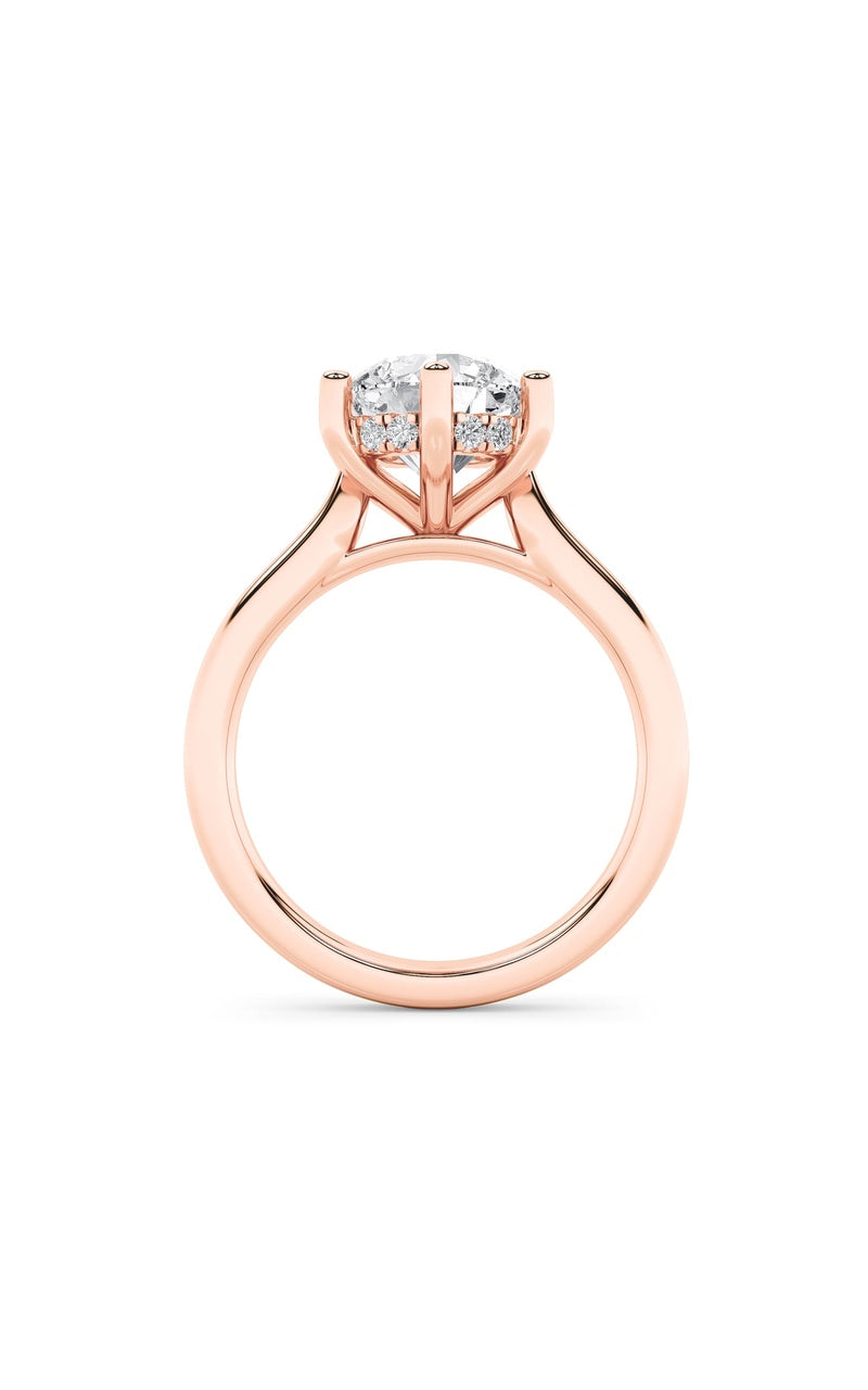 2Cttw Round Shaped Lab Grown Diamond (F/VS) HiddenHalo Cathedral Shank Engagement Ring in 14K Gold