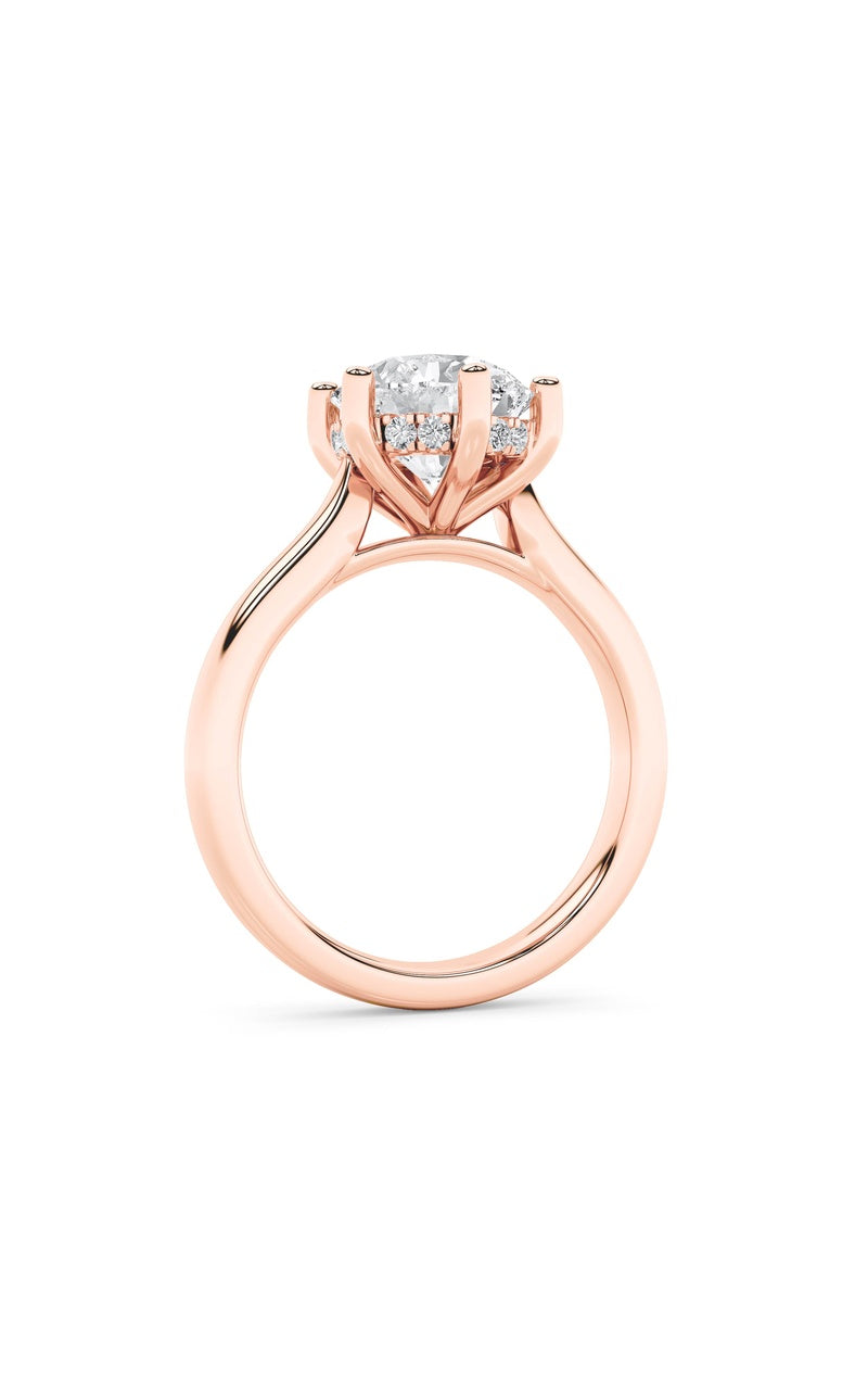 2Cttw Round Shaped Lab Grown Diamond (F/VS) HiddenHalo Cathedral Shank Engagement Ring in 14K Gold