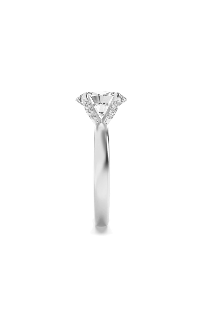 2Cttw Oval Shaped Lab Grown Diamond (F/VS) HiddenHalo Petite Shank Ring in 14K Gold