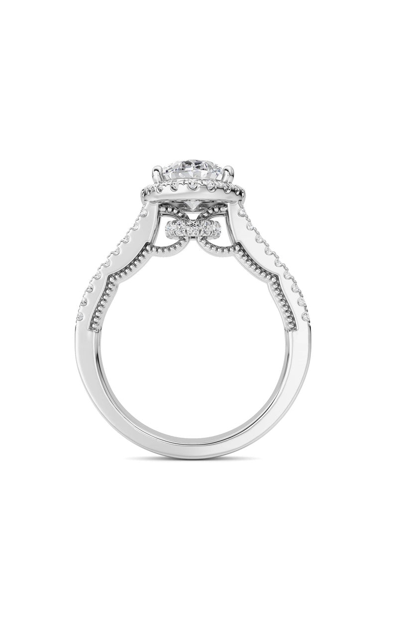 2CTW Oval Shaped Lab Grown Diamond (F/VS) Split shank Accented Ring in 14K Gold