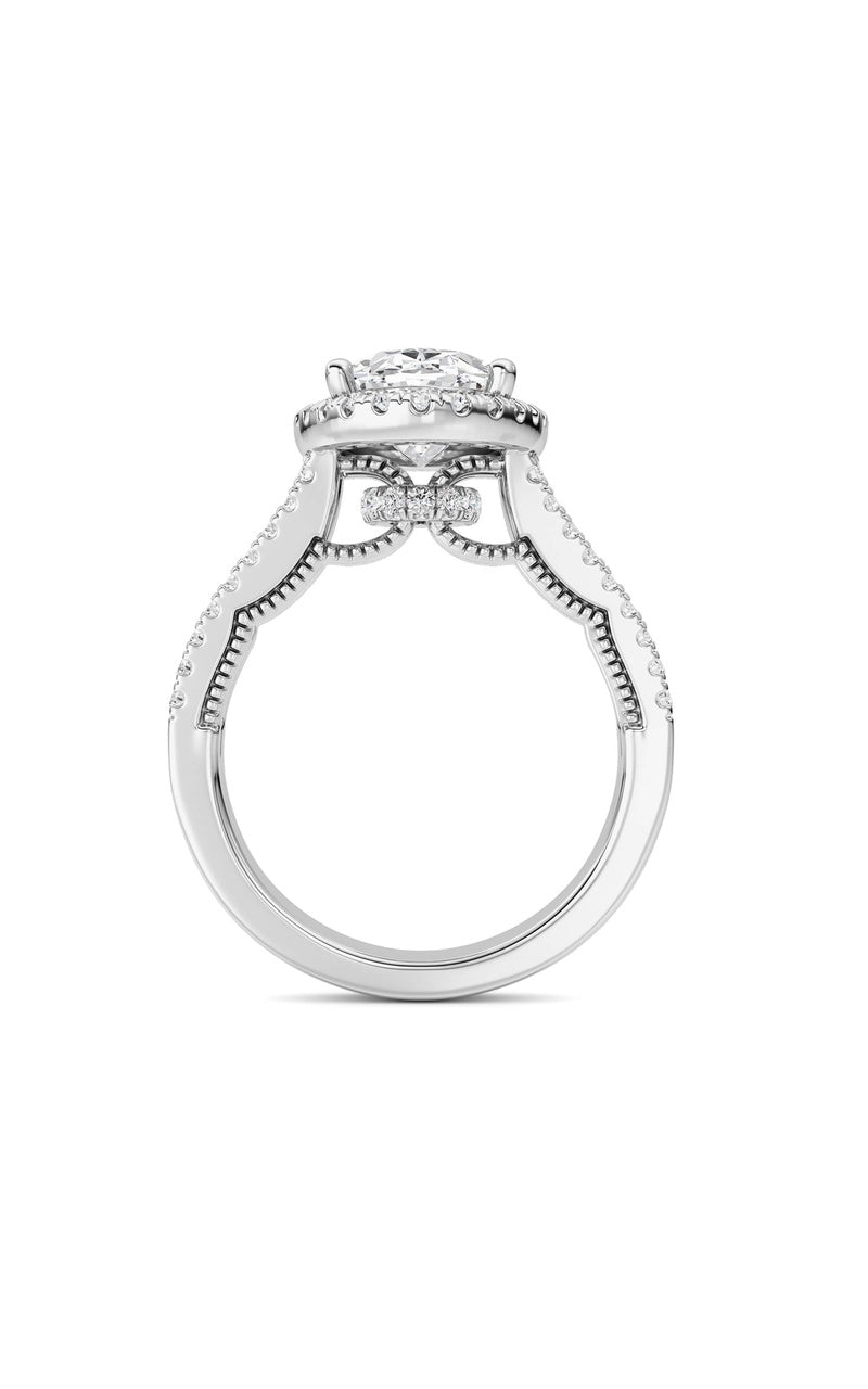 3CTW Oval Shaped Lab Grown Diamond (F/VS) Split shank Accented Ring in 14K Gold