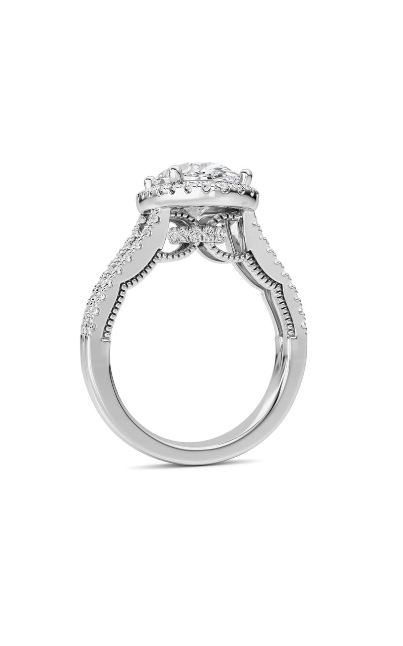 3CTW Oval Shaped Lab Grown Diamond (F/VS) Split shank Accented Ring in 14K Gold