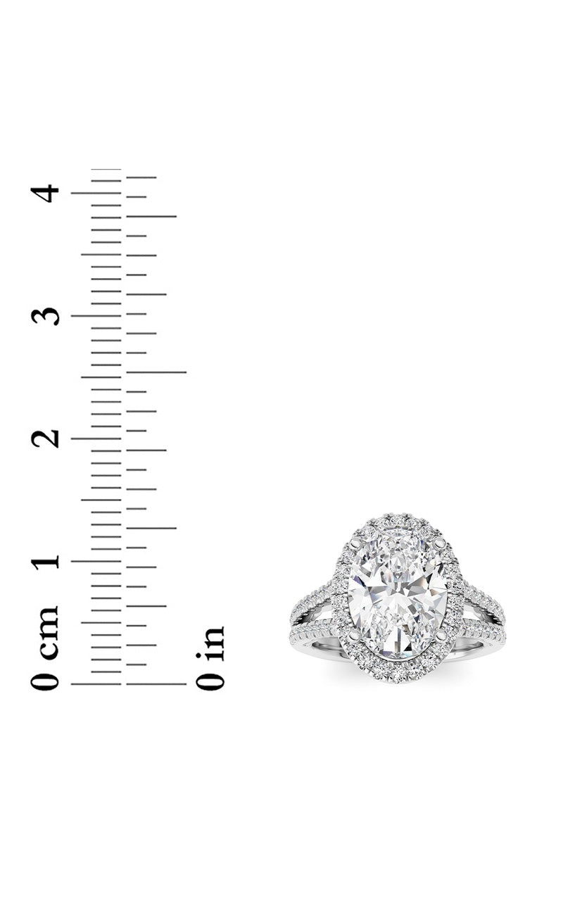 3CTW Oval Shaped Lab Grown Diamond (F/VS) Split shank Accented Ring in 14K Gold
