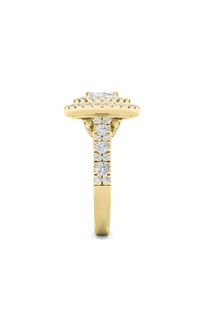 2Cttw Oval Shaped Lab Grown Diamond (F/VS) DoubleHalo Engagement Ring in 14K Gold