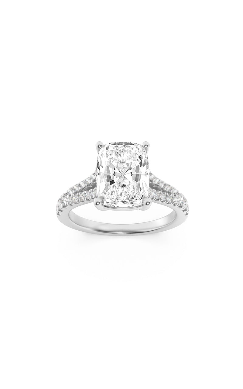2.25Cttw Elongated Cushion Shaped Lab Grown Diamond (F/VS) Split Shank Accented Enagagement Ring in14K Gold