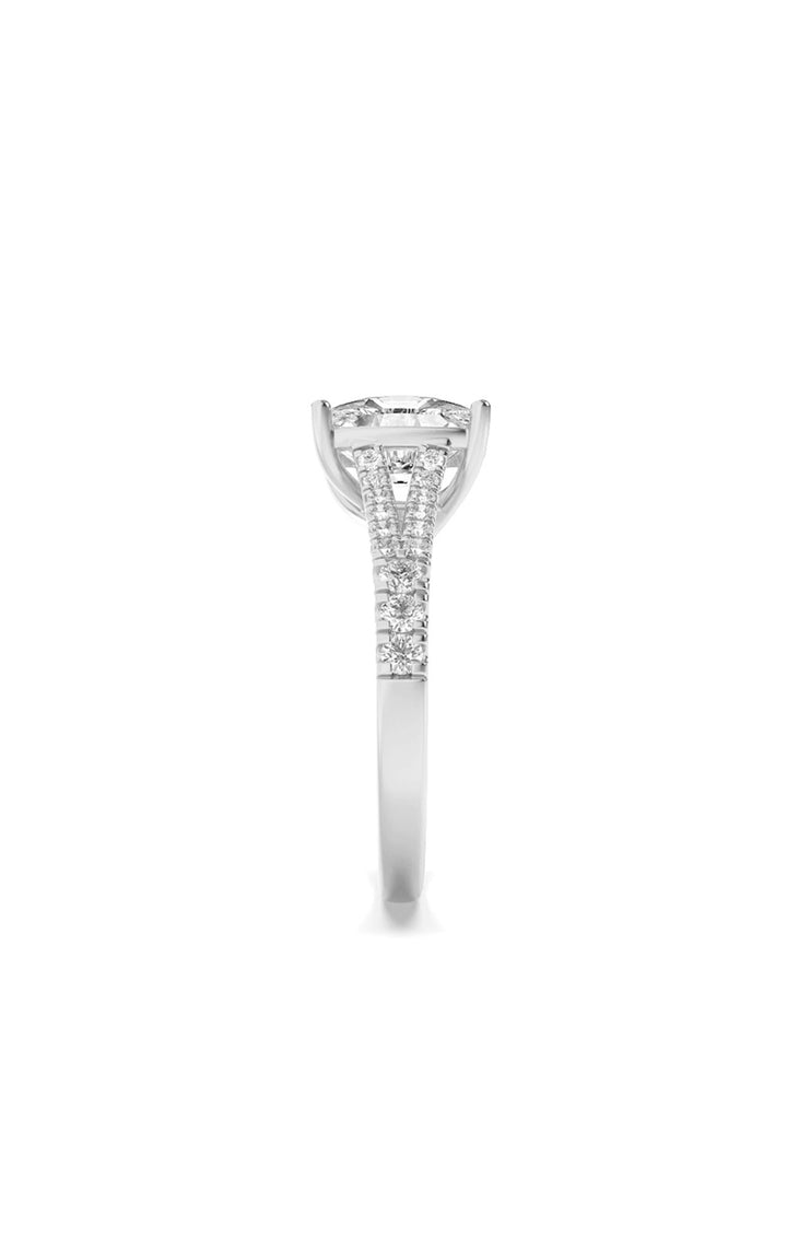 2.25Cttw Elongated Cushion Shaped Lab Grown Diamond (F/VS) Split Shank Accented Enagagement Ring in14K Gold