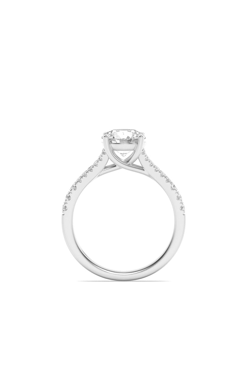 4Cttw Round Shaped Lab Grown Diamond (F/VS) SplitShank Trellis Engagement Ring in 14K Gold