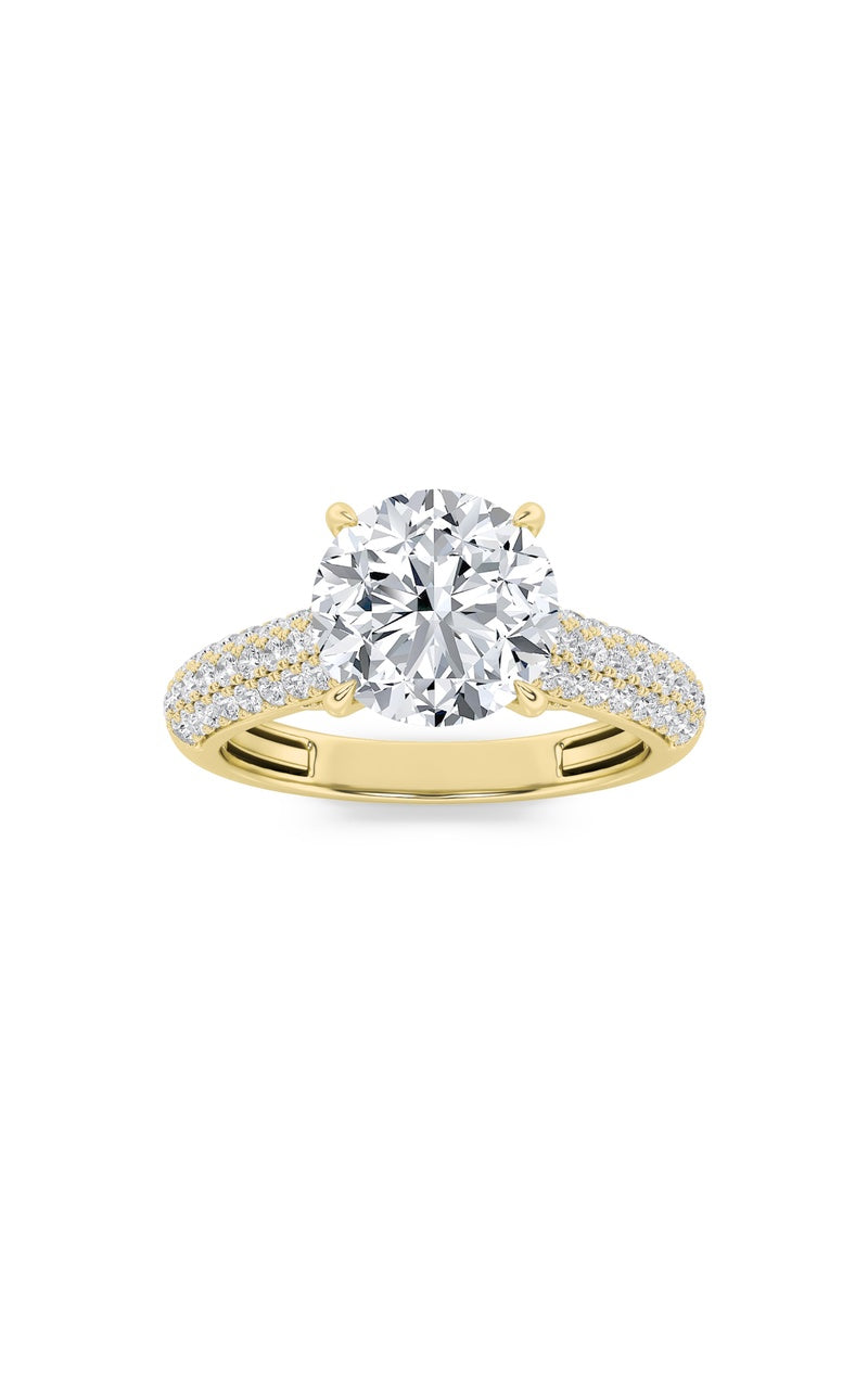 1.5Cttw Round Shaped Lab Grown Diamond (F/VS) Hidden Halo Accented Engagement Ring in 14K Gold
