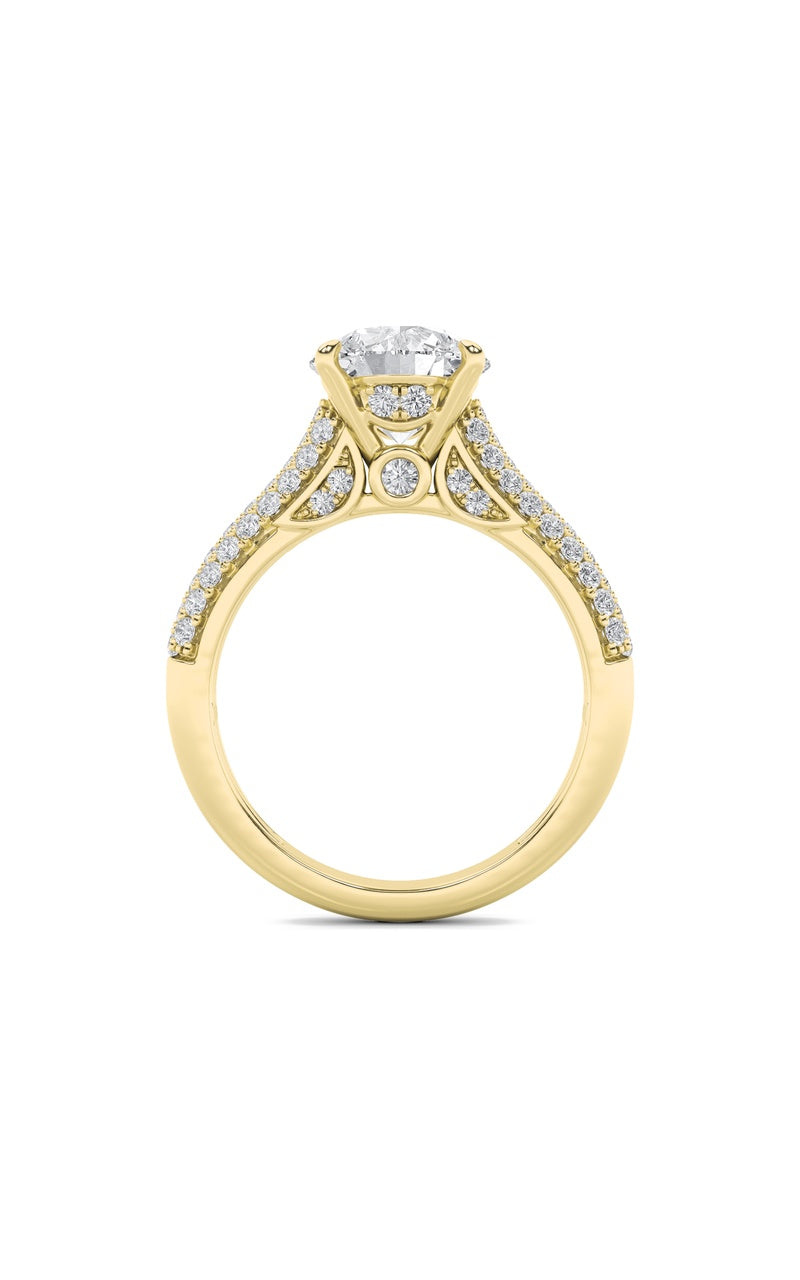 1.5Cttw Round Shaped Lab Grown Diamond (F/VS) Hidden Halo Accented Engagement Ring in 14K Gold