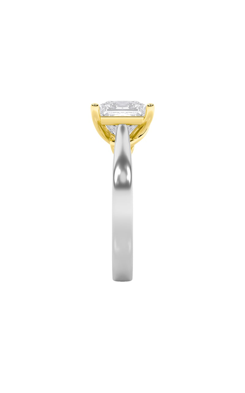 3CTW Princess Shaped Lab Grown Diamond (F/VS) Two Tone Twisted Basket Cathedral Shank Solitaire Ring in 14K Gold
