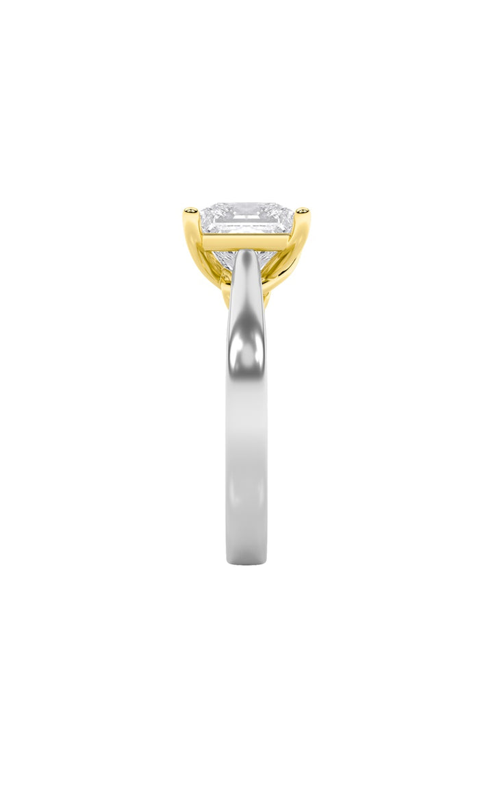3CTW Princess Shaped Lab Grown Diamond (F/VS) Two Tone Twisted Basket Cathedral Shank Solitaire Ring in 14K Gold