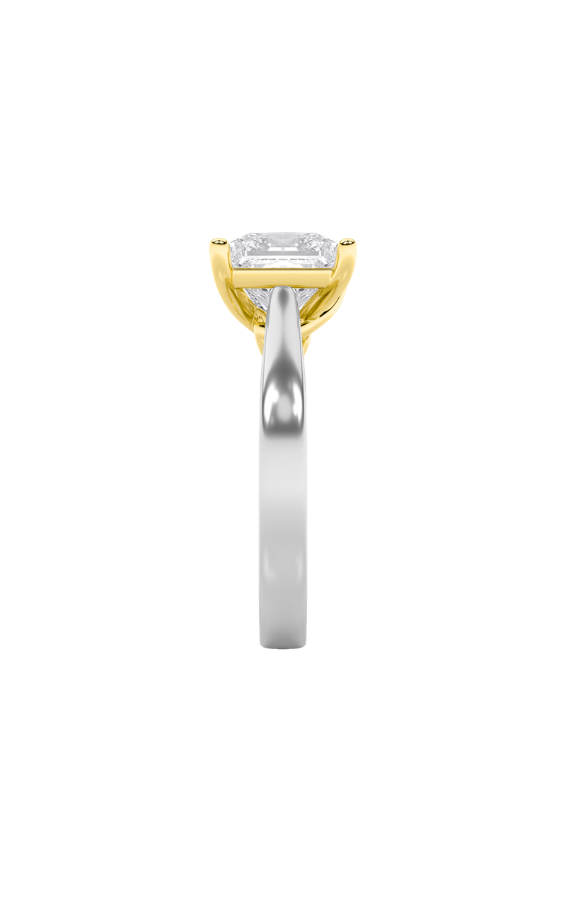 3Cttw Princess Shaped Lab Grown Diamond (F/VS) Two Tone Twisted Basket Cathedral Shank Solitaire Ring in 14K Gold