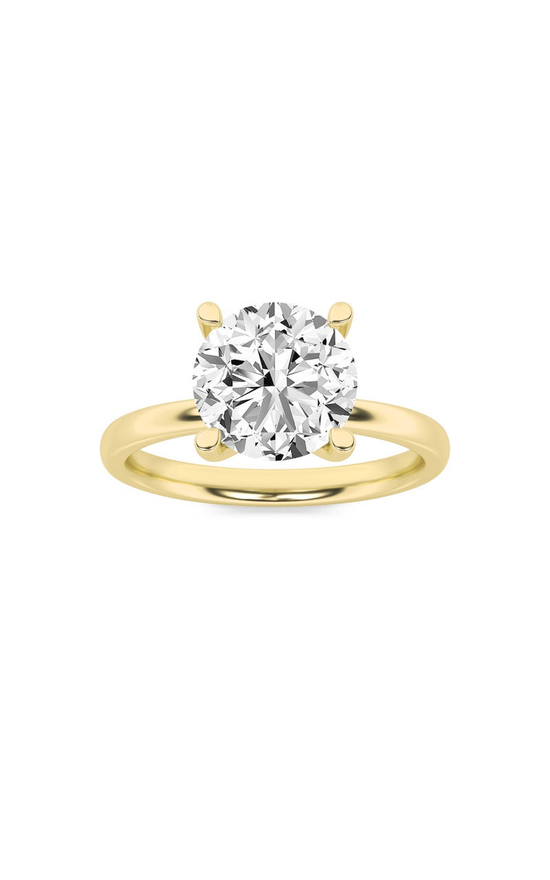 2CTW Round Shaped Lab Grown Diamond (F/VS) Hidden Halo Petite Shank Ring in 14K Gold