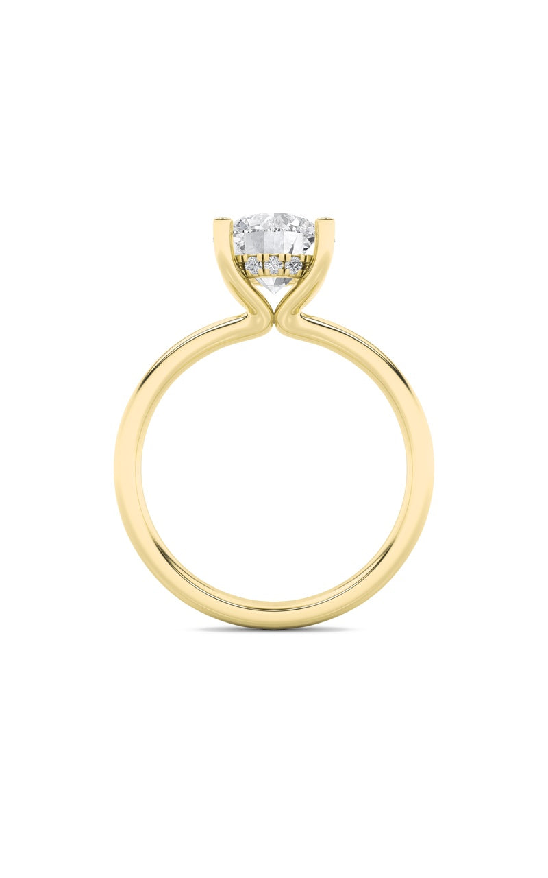 2Cttw Round Shaped Lab Grown Diamond (F/VS) HiddenHalo Petite Shank Ring in 14K Gold