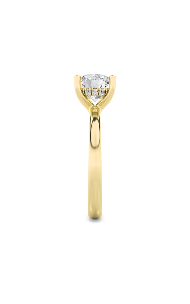 2Cttw Round Shaped Lab Grown Diamond (F/VS) HiddenHalo Petite Shank Ring in 14K Gold