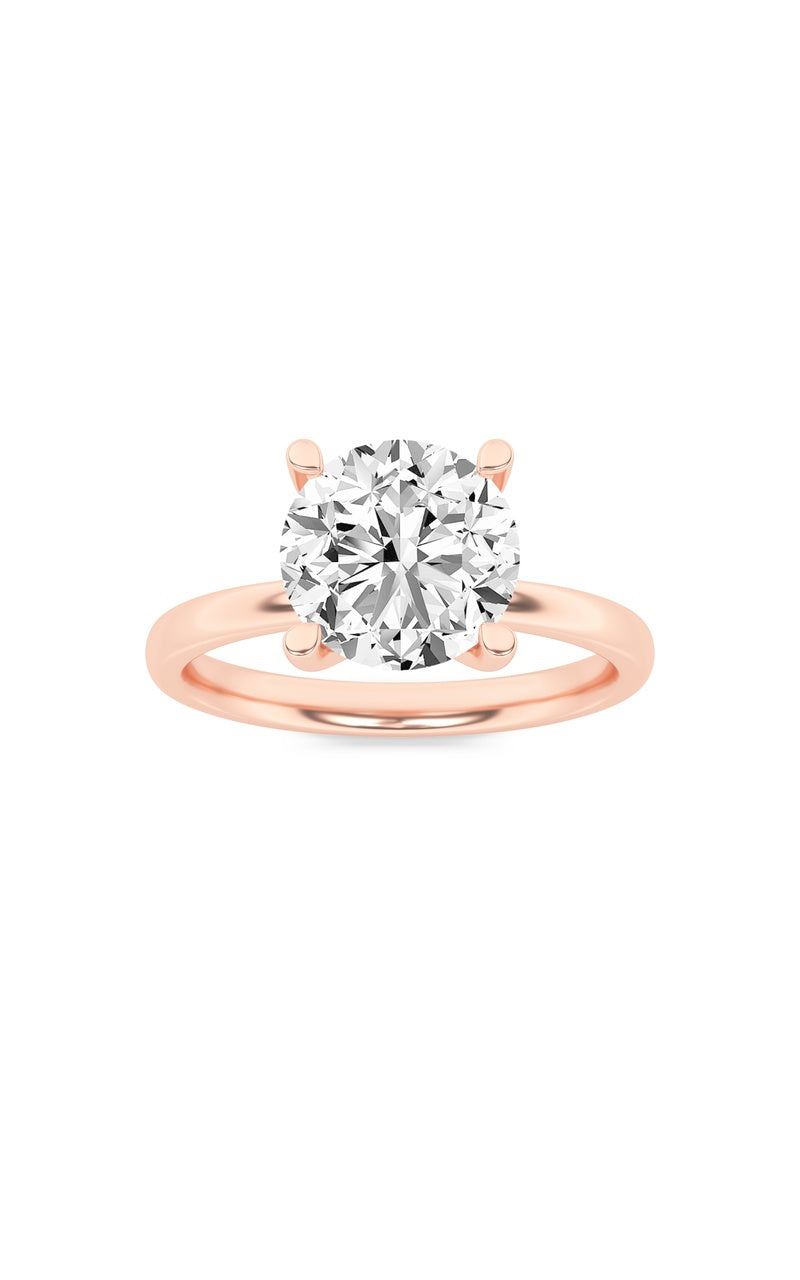 2Cttw Round Shaped Lab Grown Diamond (F/VS) HiddenHalo Petite Shank Ring in 14K Gold