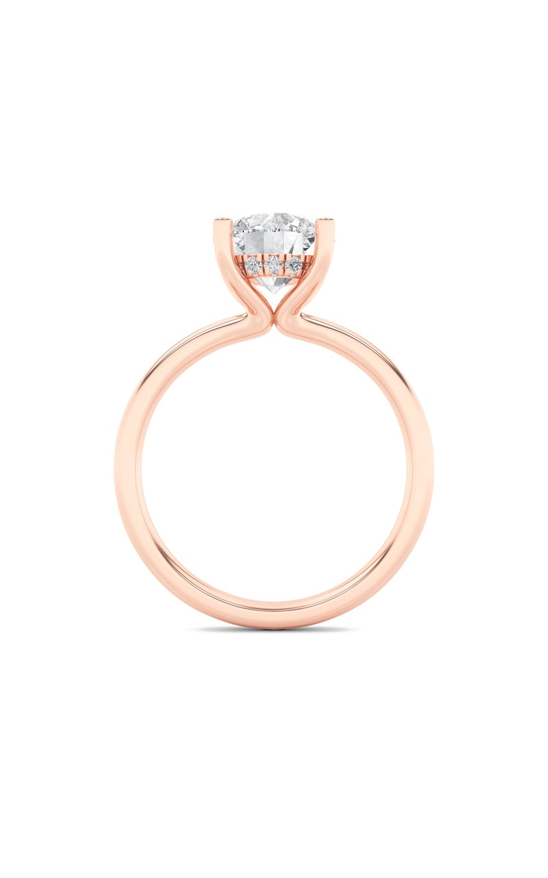 2Cttw Round Shaped Lab Grown Diamond (F/VS) HiddenHalo Petite Shank Ring in 14K Gold