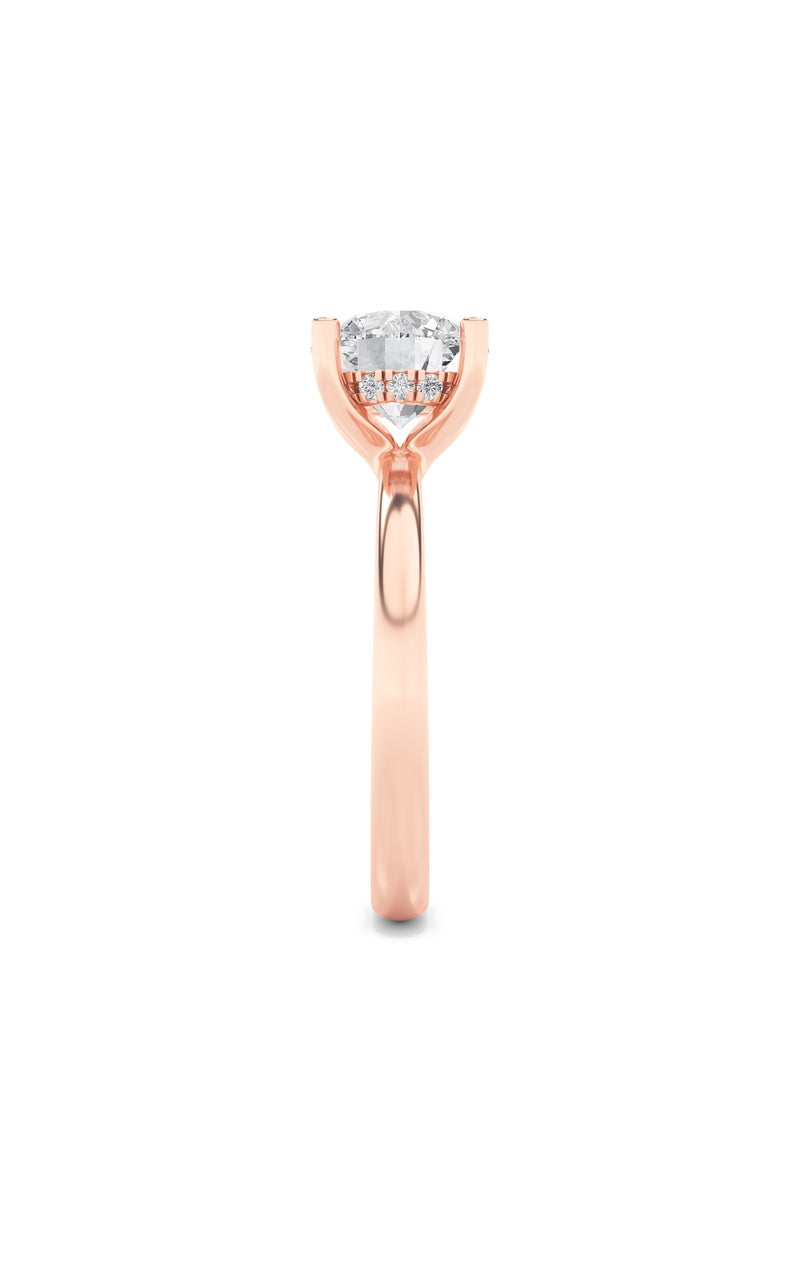 2Cttw Round Shaped Lab Grown Diamond (F/VS) HiddenHalo Petite Shank Ring in 14K Gold