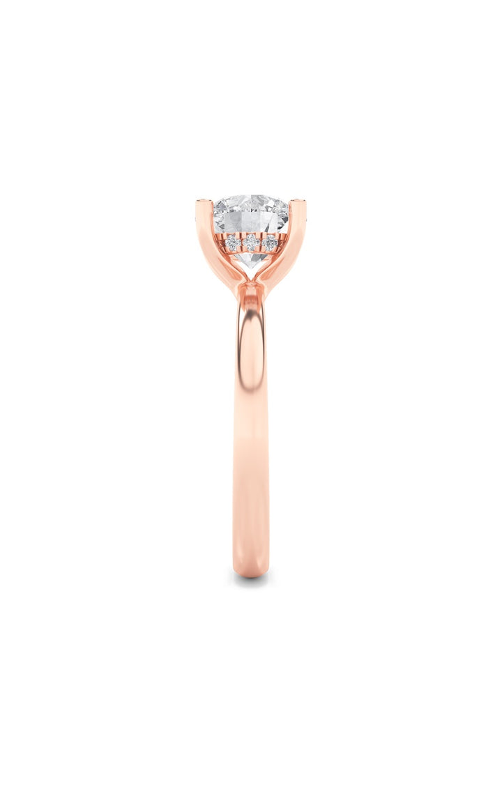 2Cttw Round Shaped Lab Grown Diamond (F/VS) HiddenHalo Petite Shank Ring in 14K Gold