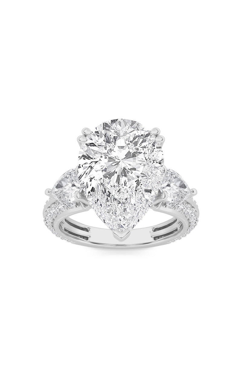 6.75Cttw Pear Shaped Lab Grown Diamond (F/VS) BoldStatement Accented Ring in 14K Gold