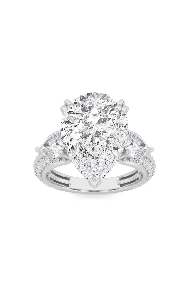 6.75Cttw Pear Shaped Lab Grown Diamond (F/VS) BoldStatement Accented Ring in 14K Gold