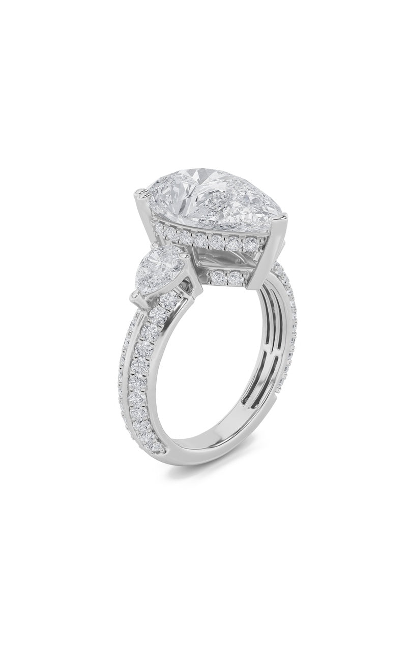 6.75Cttw Pear Shaped Lab Grown Diamond (F/VS) BoldStatement Accented Ring in 14K Gold