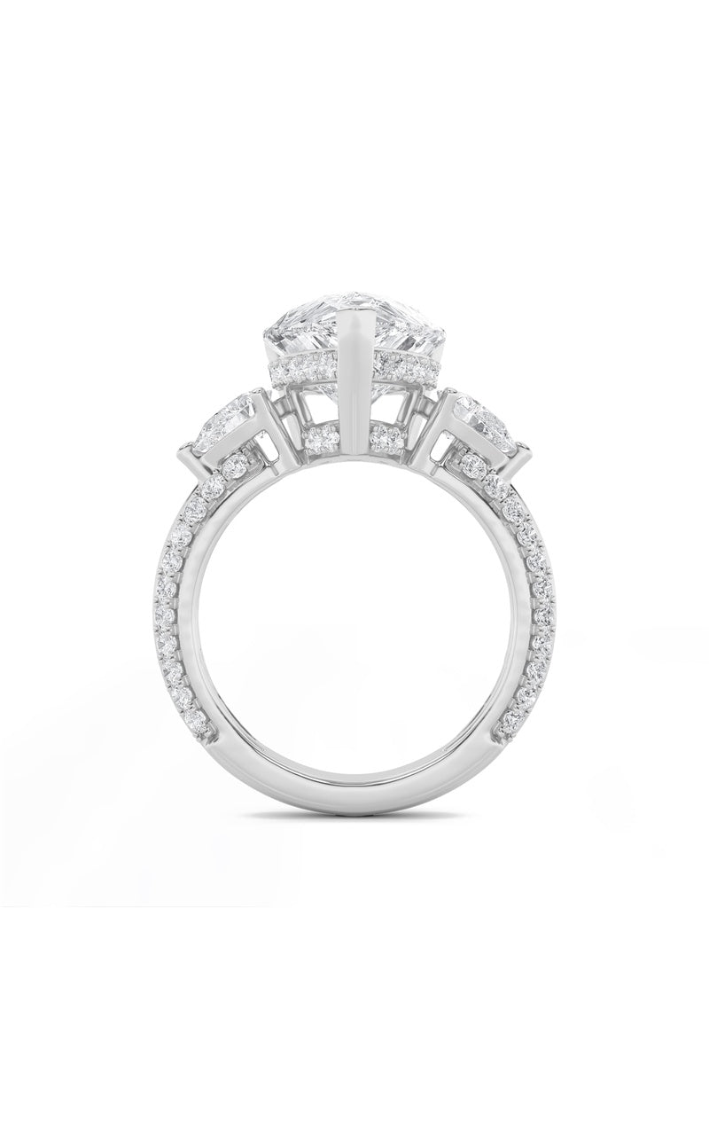6.75Cttw Pear Shaped Lab Grown Diamond (F/VS) BoldStatement Accented Ring in 14K Gold