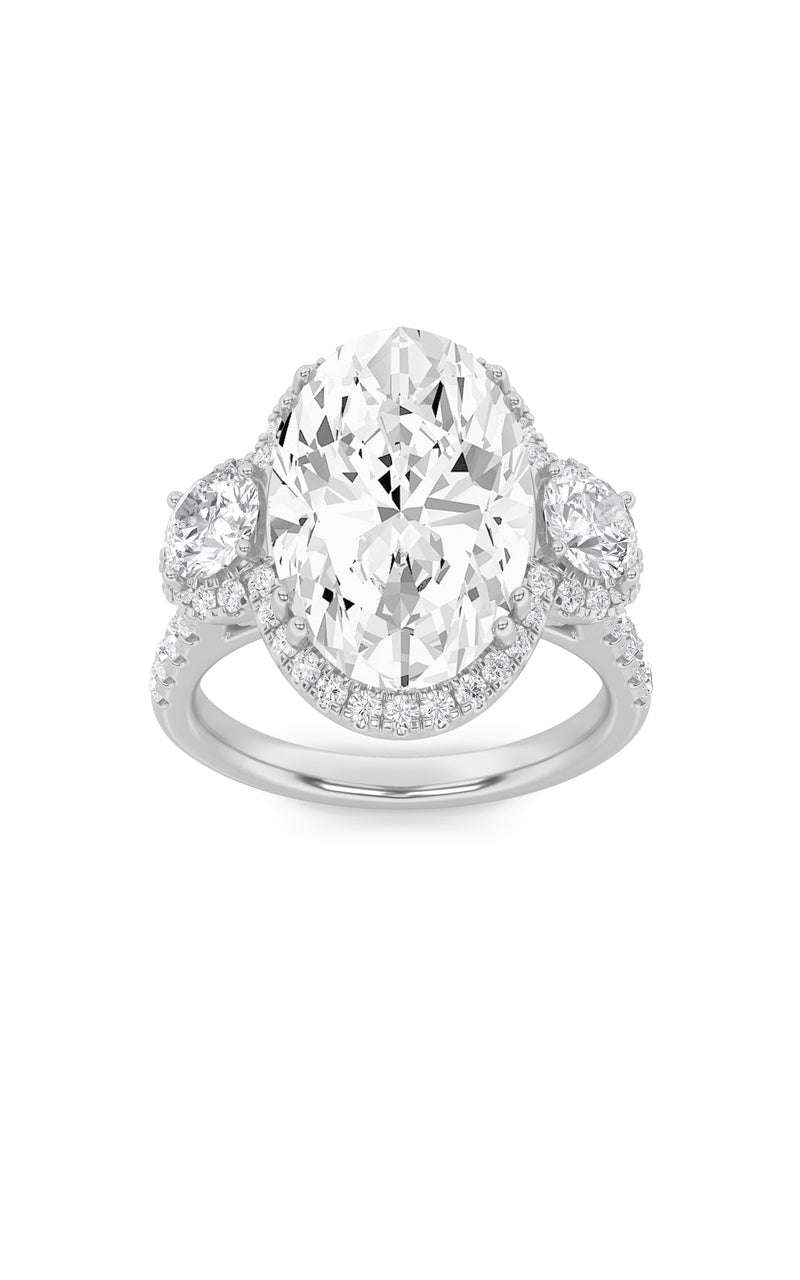 7.5Cttw Oval Shaped Lab Grown Diamond (F/VS) BoldStatement Accented Ring in 14K Gold