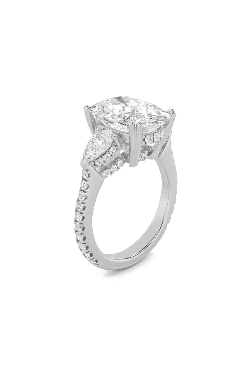 6.5Cttw Elongated Cushion Shaped Lab Grown Diamond(F/VS) Bold Accented Engagement Ring in 14K Gold