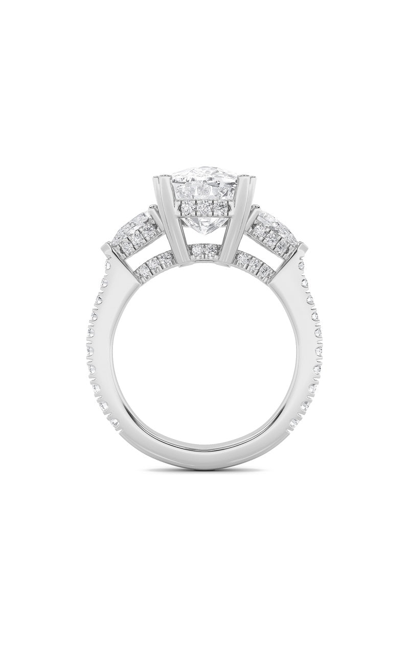 6.5Cttw Elongated Cushion Shaped Lab Grown Diamond(F/VS) Bold Accented Engagement Ring in 14K Gold