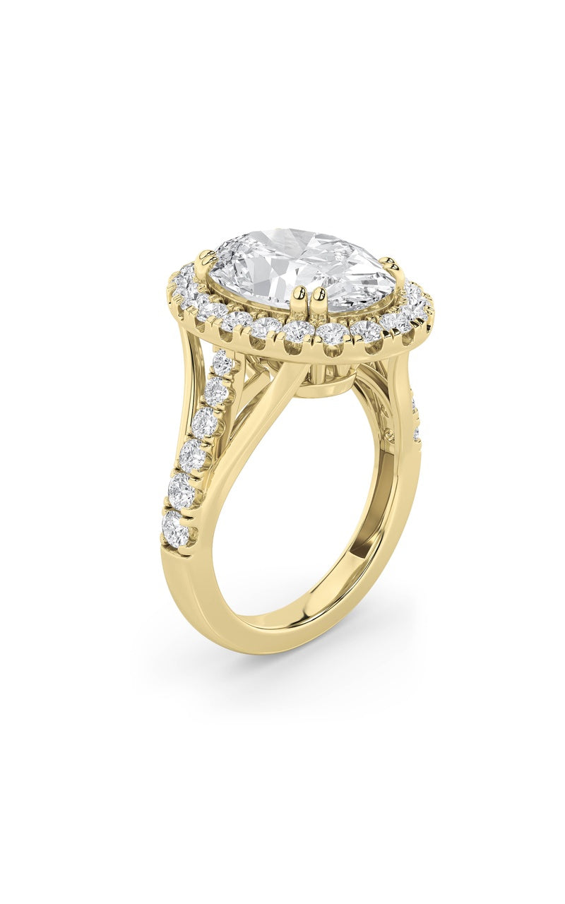 6Cttw Oval Shaped Lab Grown Diamond (G/VS) Bold Accented Engagement Ring in 14K Gold