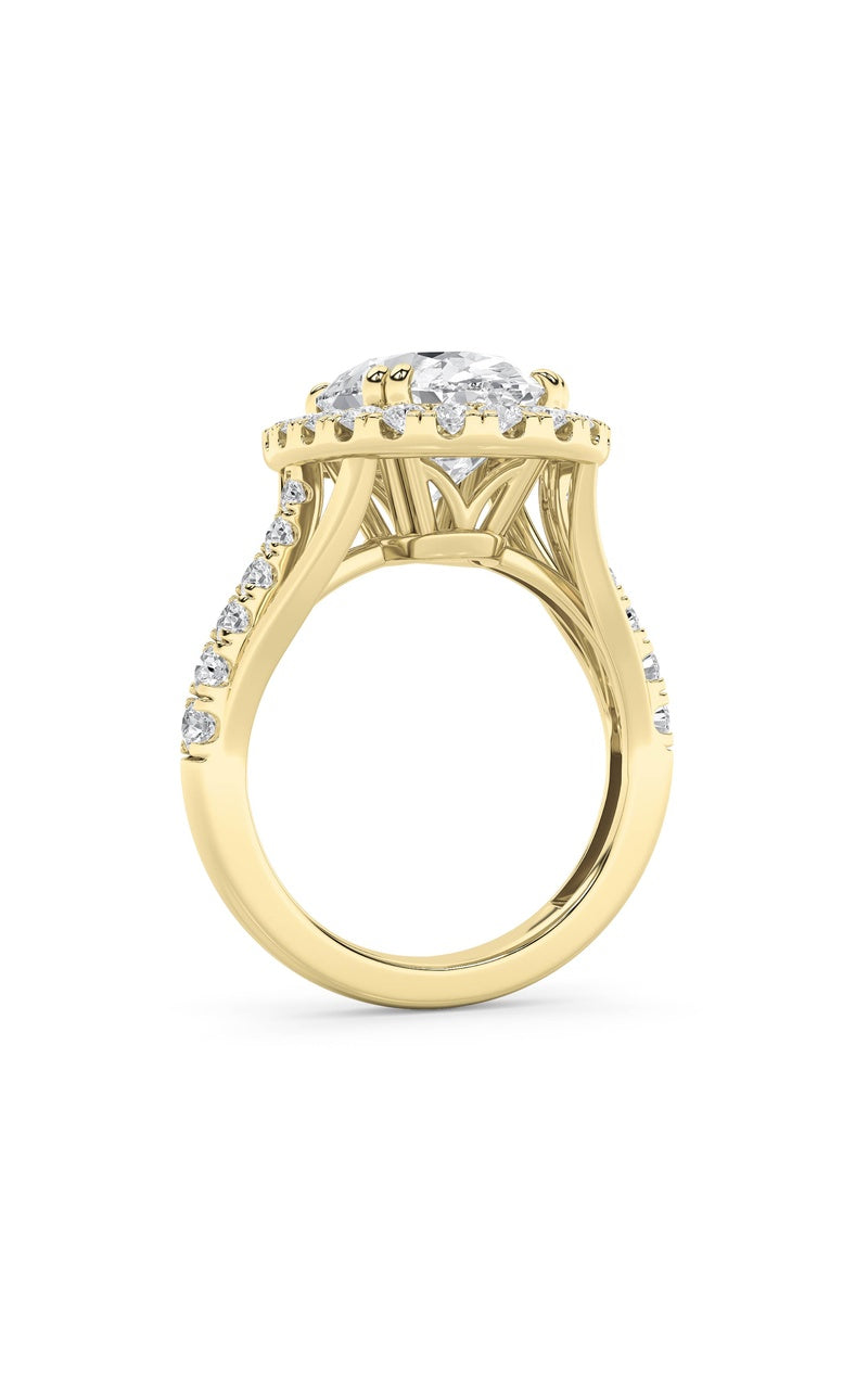 6Cttw Oval Shaped Lab Grown Diamond (G/VS) Bold Accented Engagement Ring in 14K Gold