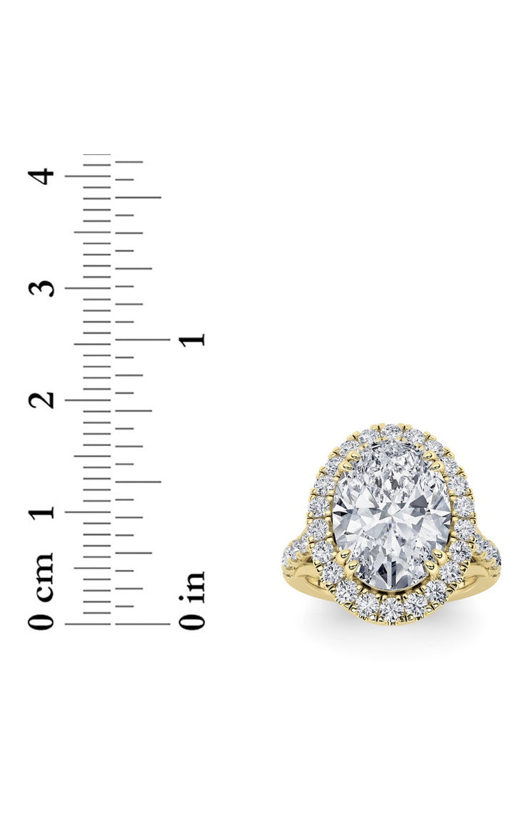 6Cttw Oval Shaped Lab Grown Diamond (G/VS) Bold Accented Engagement Ring in 14K Gold