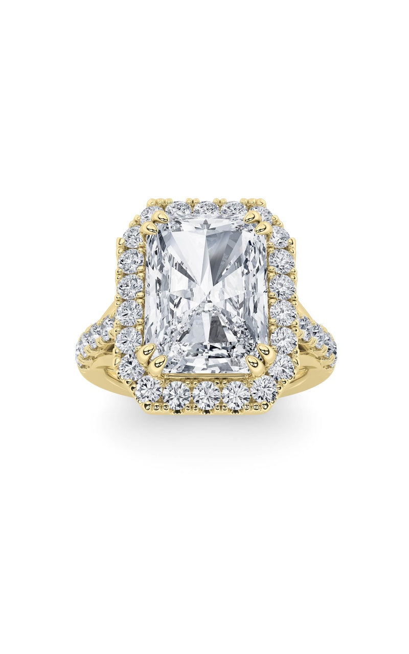 6Cttw Radiant Shaped Lab Grown Diamond (G/VS) BoldAccented Engagement Ring in 14K Gold